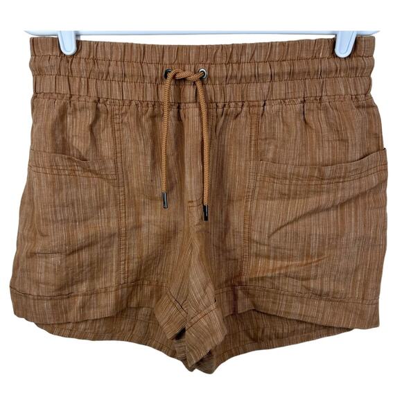 Women's Athleta Brown Cabo Textured Drawstring Elastic Waist Pull On Short sz‎ 6 - Picture 1 of 7